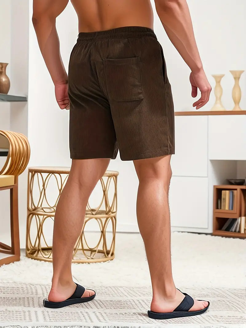 Antoine | Men's Drawstring Side Pockets Ribbed Summer Shorts