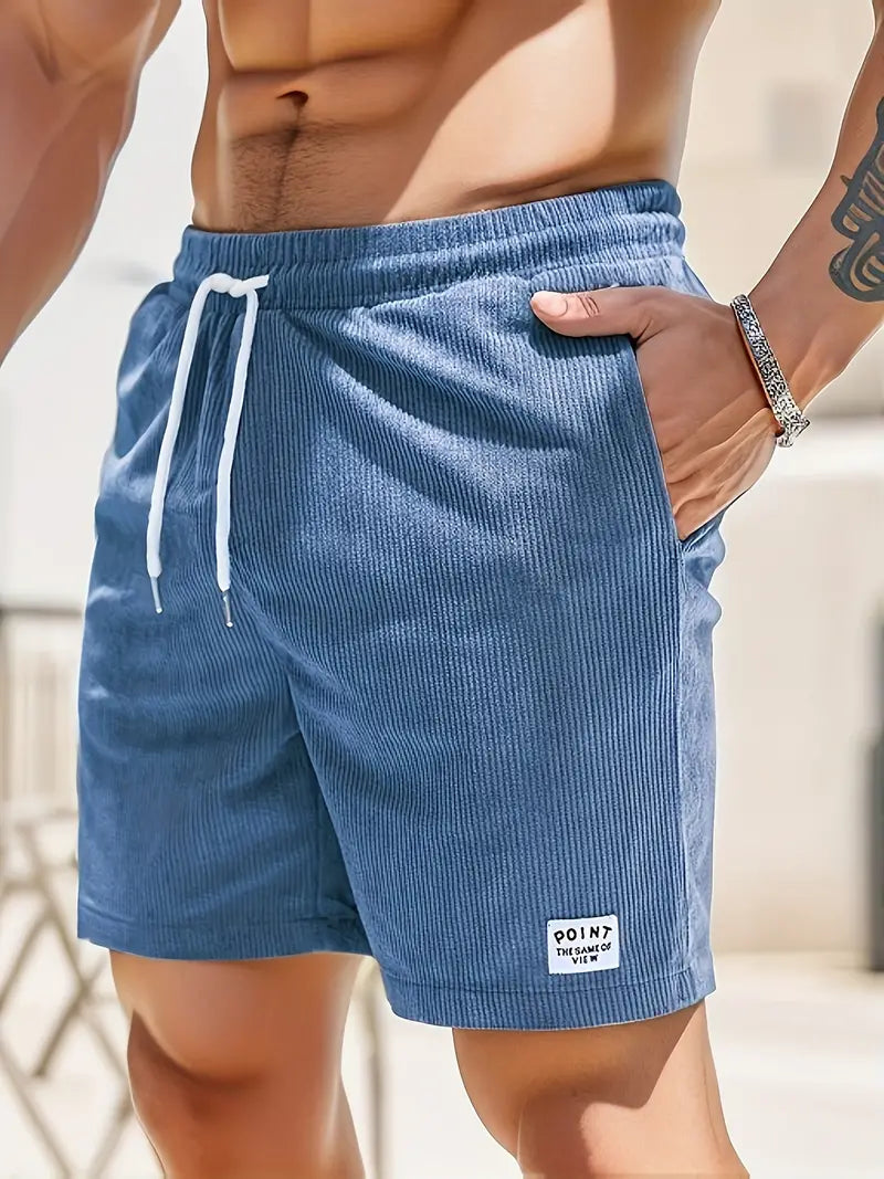 Antoine | Men's Drawstring Side Pockets Ribbed Summer Shorts