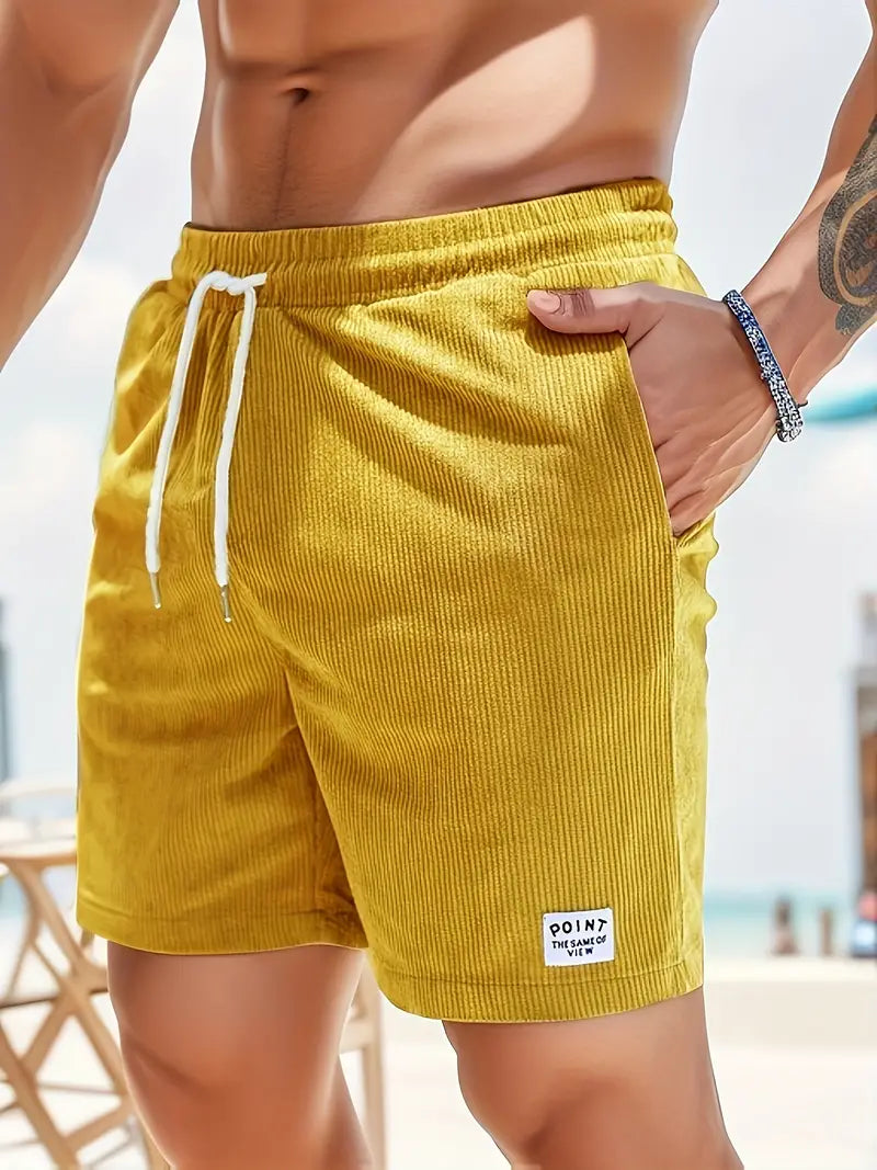 Antoine | Men's Drawstring Side Pockets Ribbed Summer Shorts