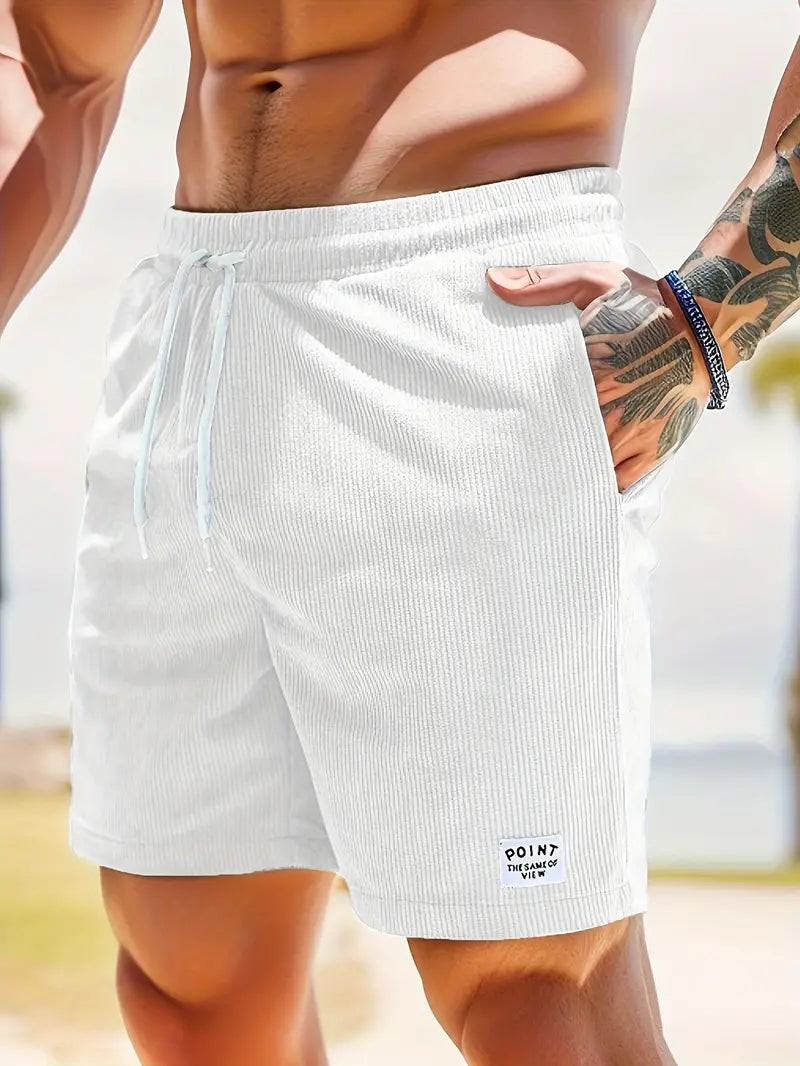Antoine | Men's Drawstring Side Pockets Ribbed Summer Shorts