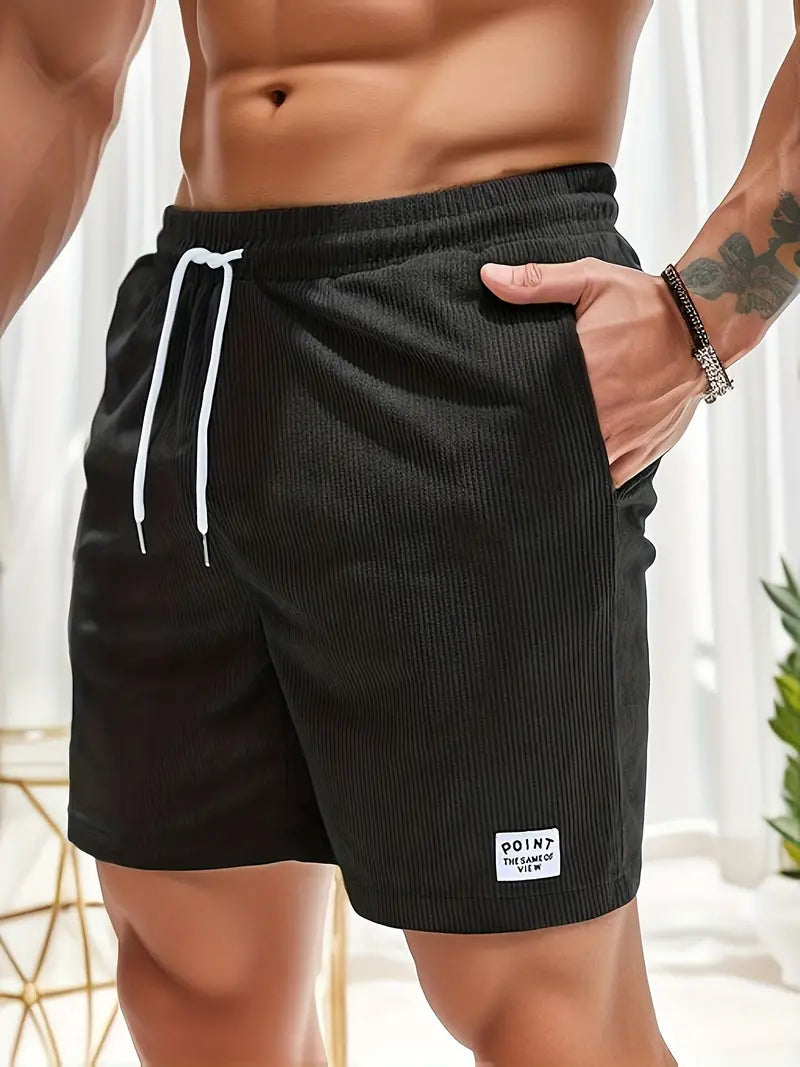 Antoine | Men's Drawstring Side Pockets Ribbed Summer Shorts