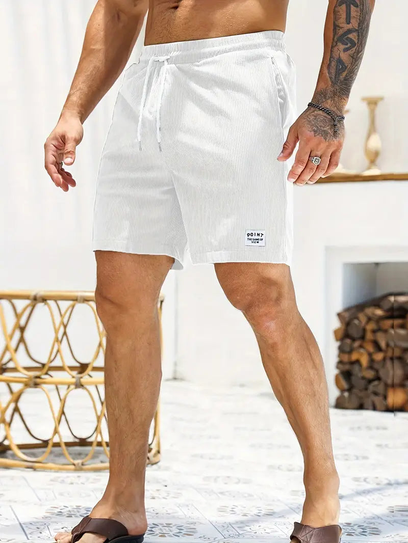 Antoine | Men's Drawstring Side Pockets Ribbed Summer Shorts
