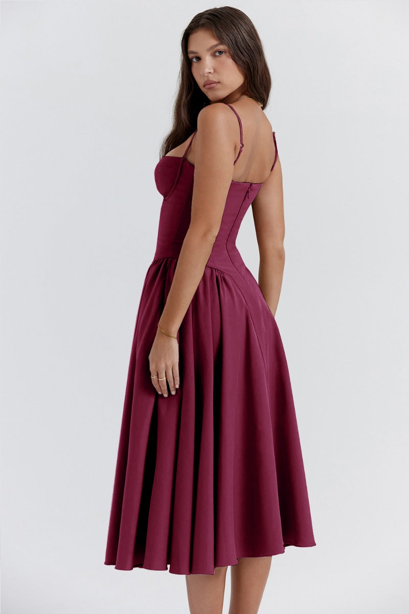 Antoinette | Women’s Sleeveless Balconette Neck Midi Party Dress
