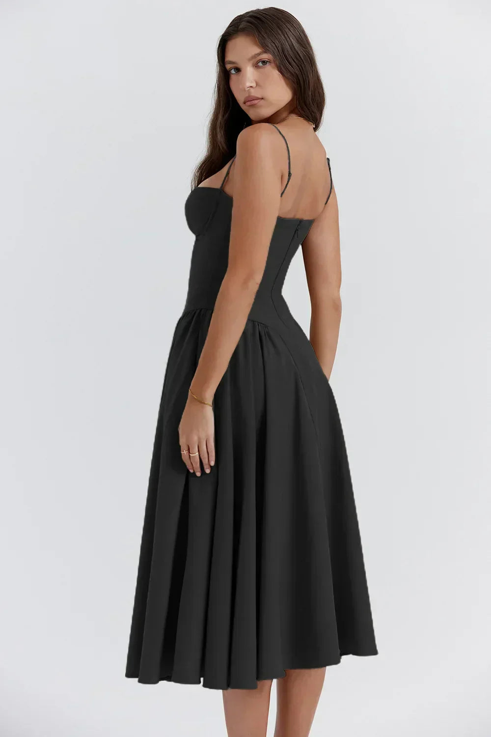 Antoinette | Women’s Sleeveless Balconette Neck Midi Party Dress