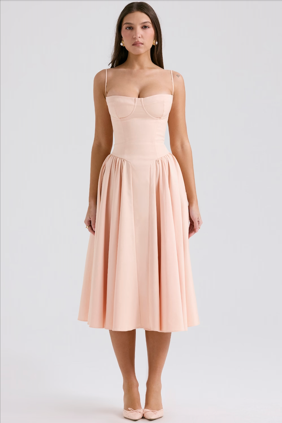 Antoinette | Women’s Sleeveless Balconette Neck Midi Party Dress