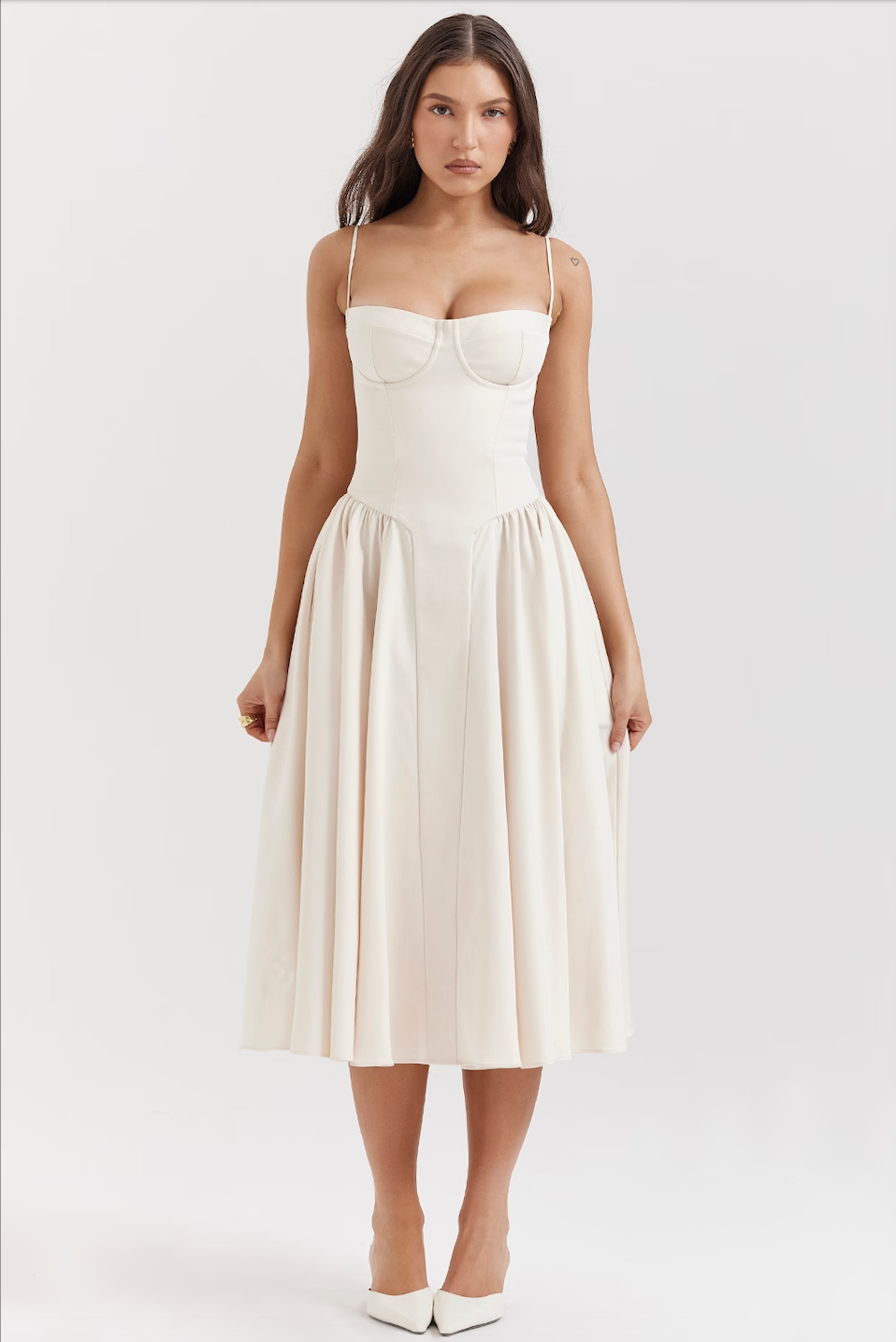 Antoinette | Women’s Sleeveless Balconette Neck Midi Party Dress