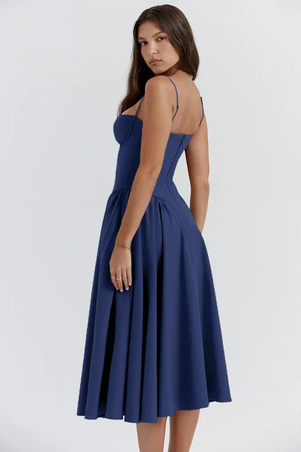 Antoinette | Women’s Sleeveless Balconette Neck Midi Party Dress