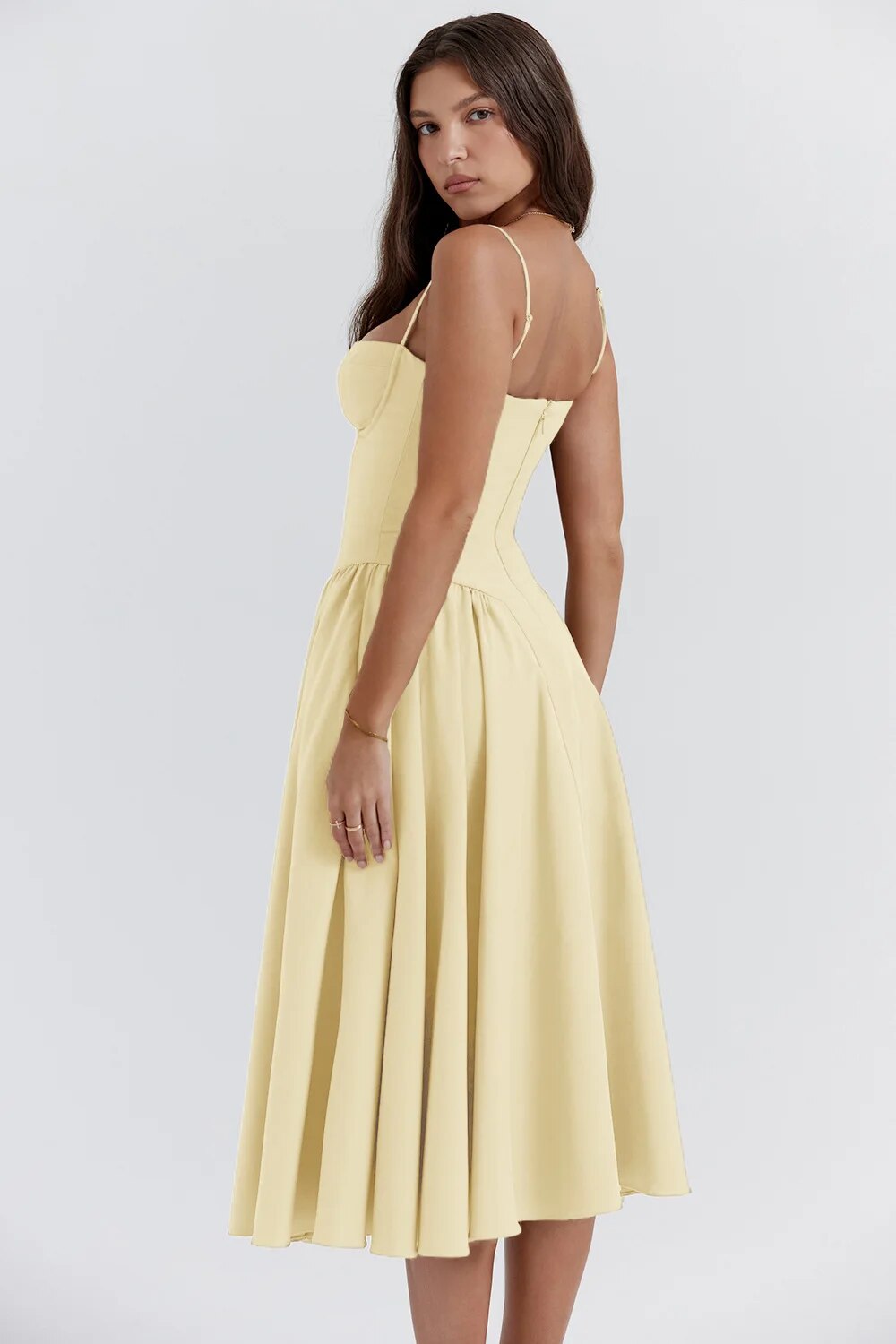 Antoinette | Women’s Sleeveless Balconette Neck Midi Party Dress