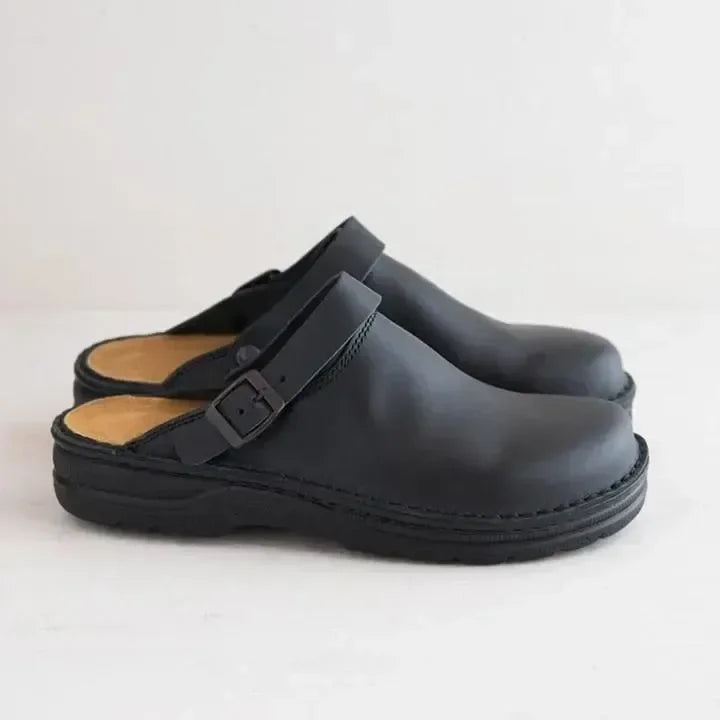 Archibald | Men’s Slip On Round Toe Buckle Strap Clogs
