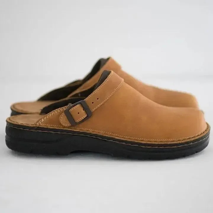 Archibald | Men’s Slip On Round Toe Buckle Strap Clogs