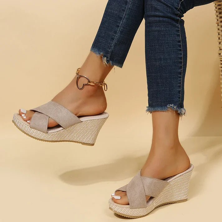 Aria | Women’s Cross Strap Open Toe Platform Wedge Sandals