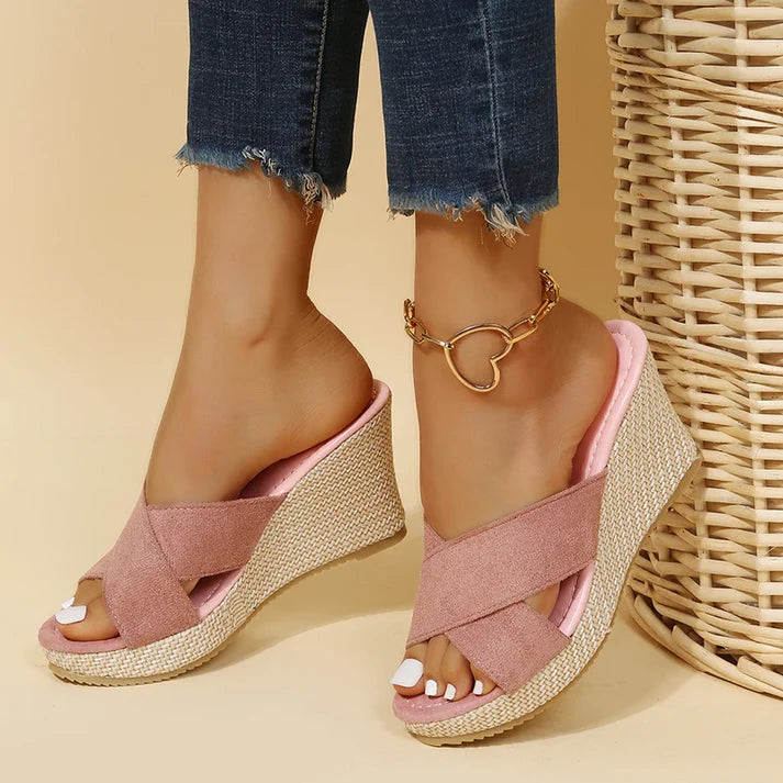 Aria | Women’s Cross Strap Open Toe Platform Wedge Sandals