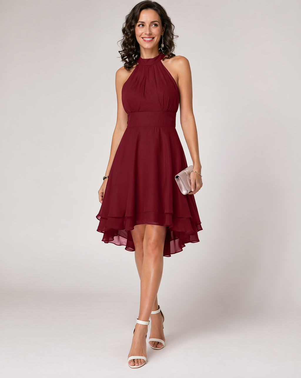 Arielle | Women’s Halter Neck Ruffle Hem Party Dress