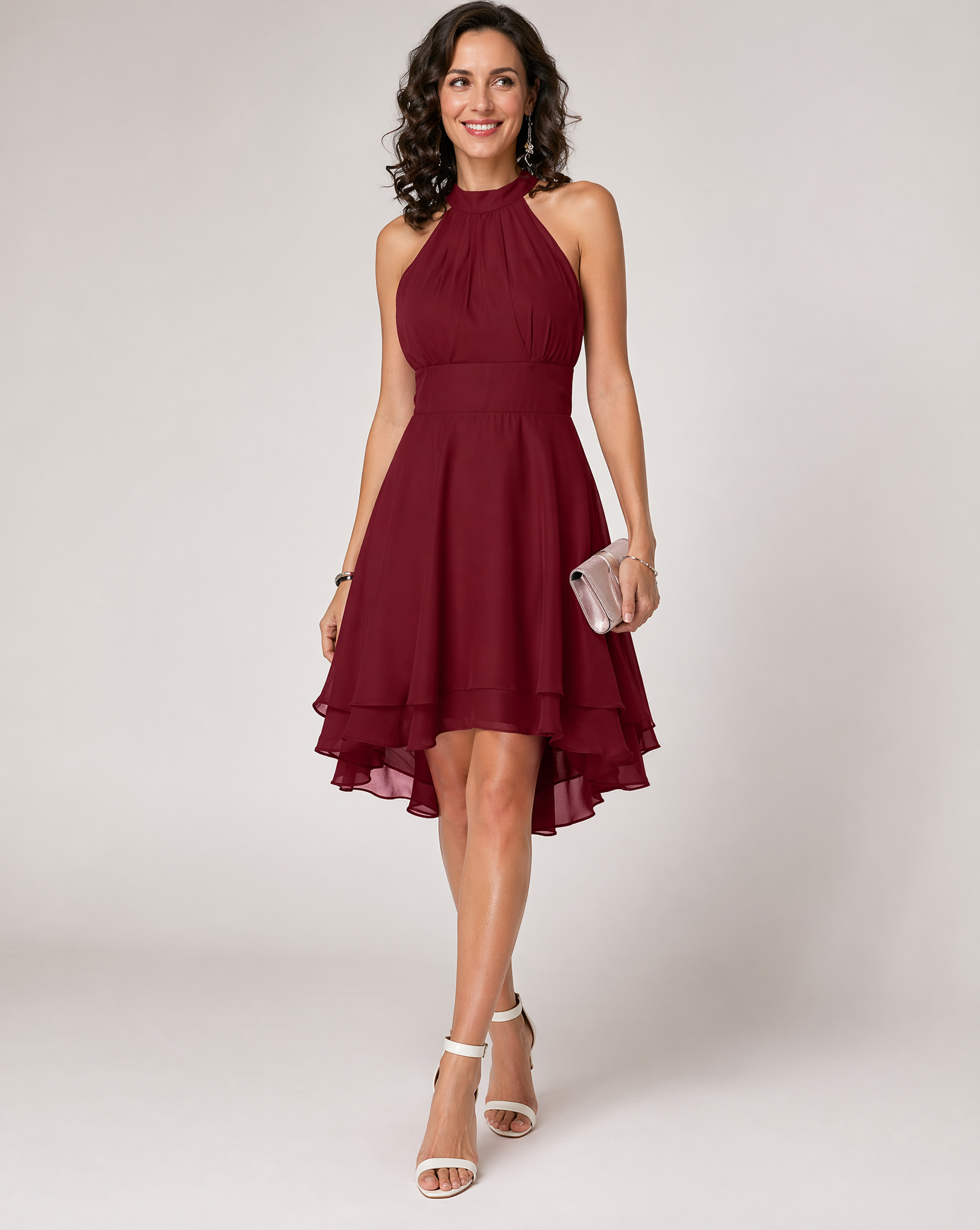 Arielle | Women’s Halter Neck Ruffle Hem Party Dress