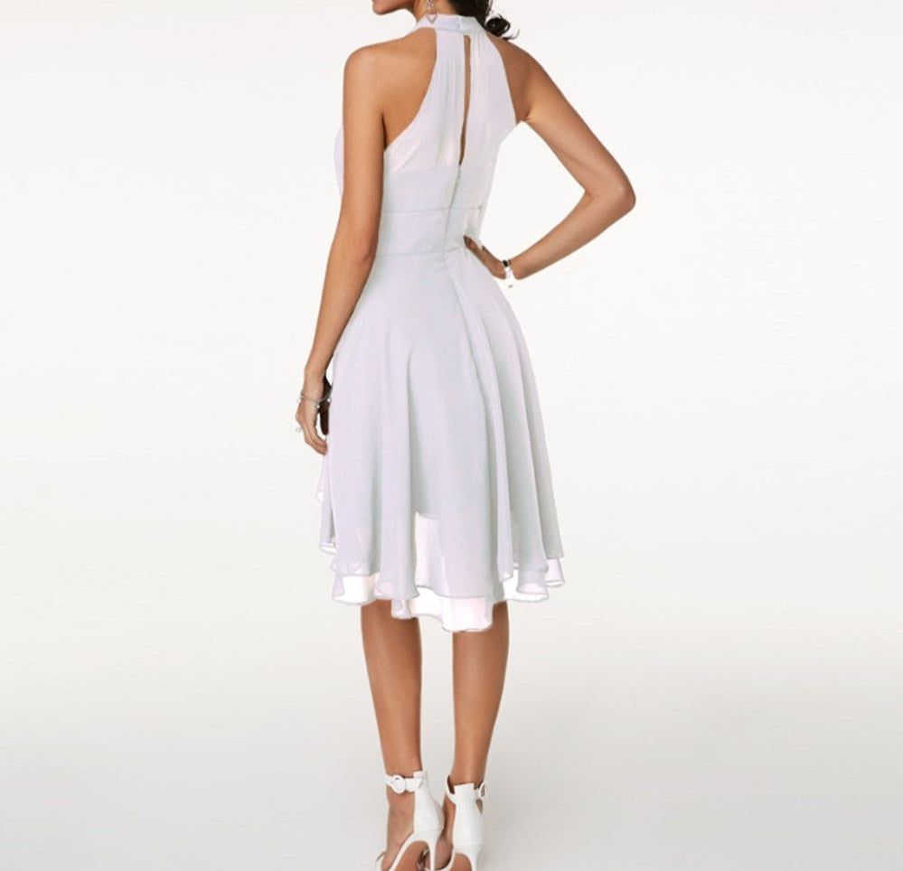 Arielle | Women’s Halter Neck Ruffle Hem Party Dress