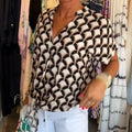 Arleen | Women’s V Neck Geometric Pattern Blouse