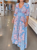 Arlinda | Women’s V Neck Paisley Print Maxi Dress