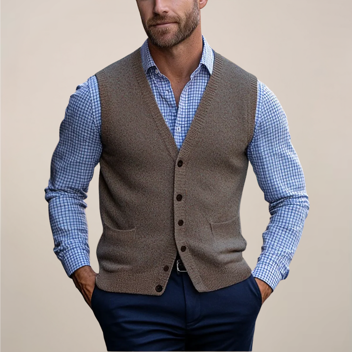 Armand | Men’s V Neck Sleeveless Button Front Vest
