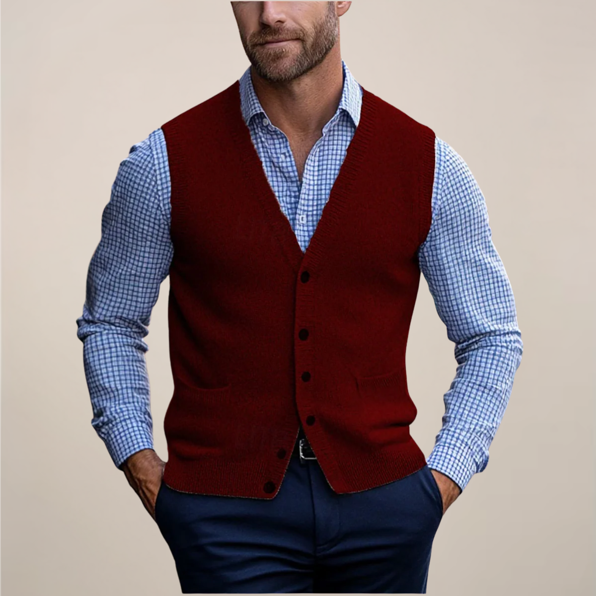 Armand | Men’s V Neck Sleeveless Button Front Vest