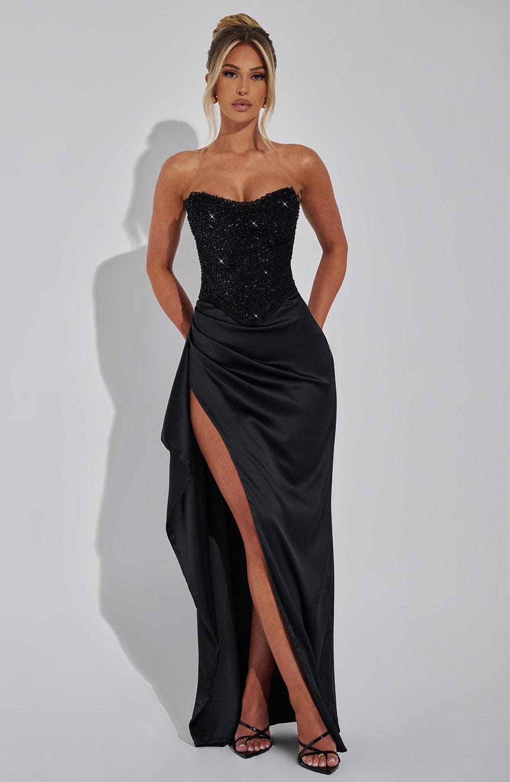 Armani | Women’s High Slit Strapless Wedding Guest Dress