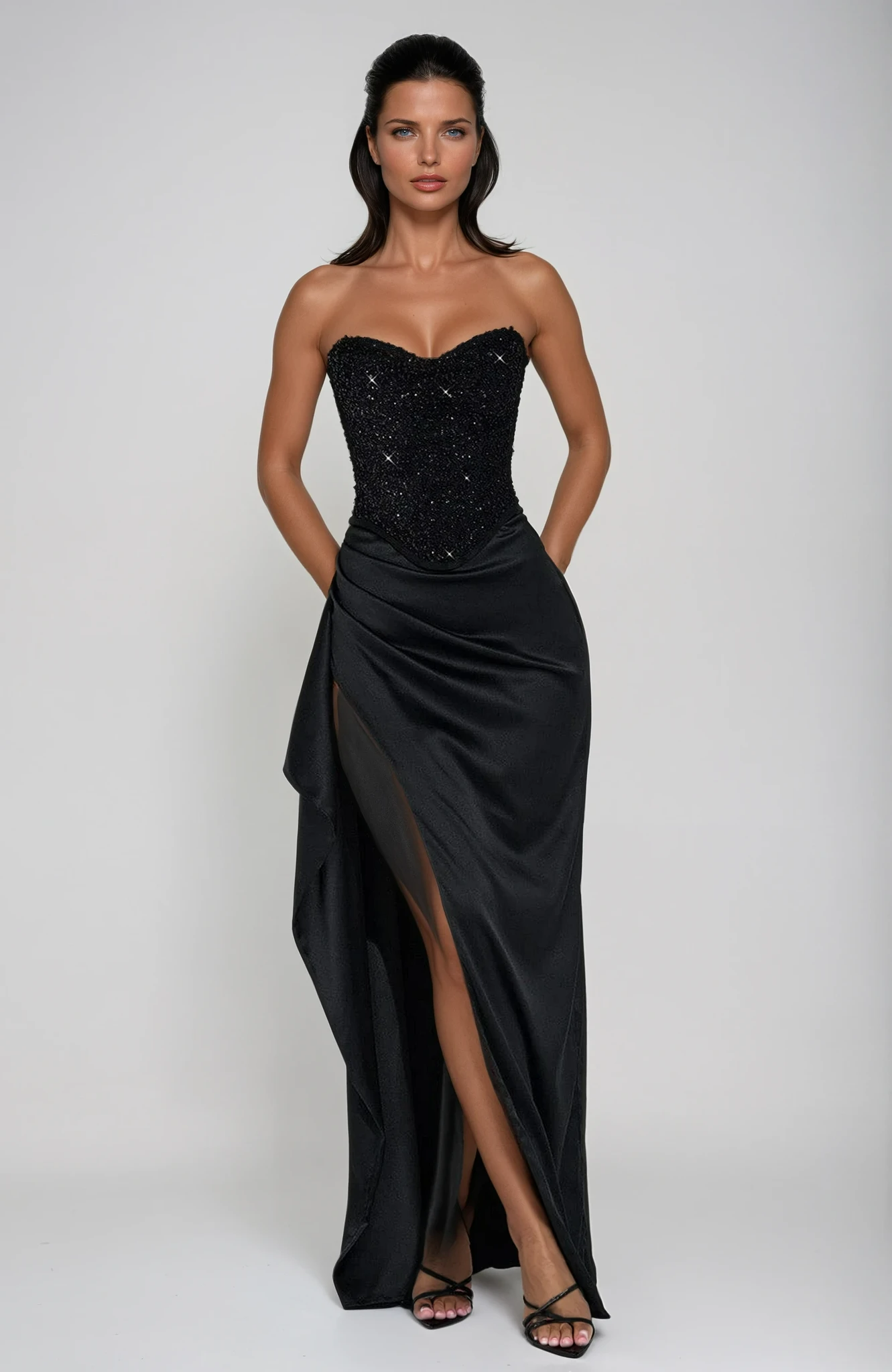 Armani | Women’s High Slit Strapless Wedding Guest Dress