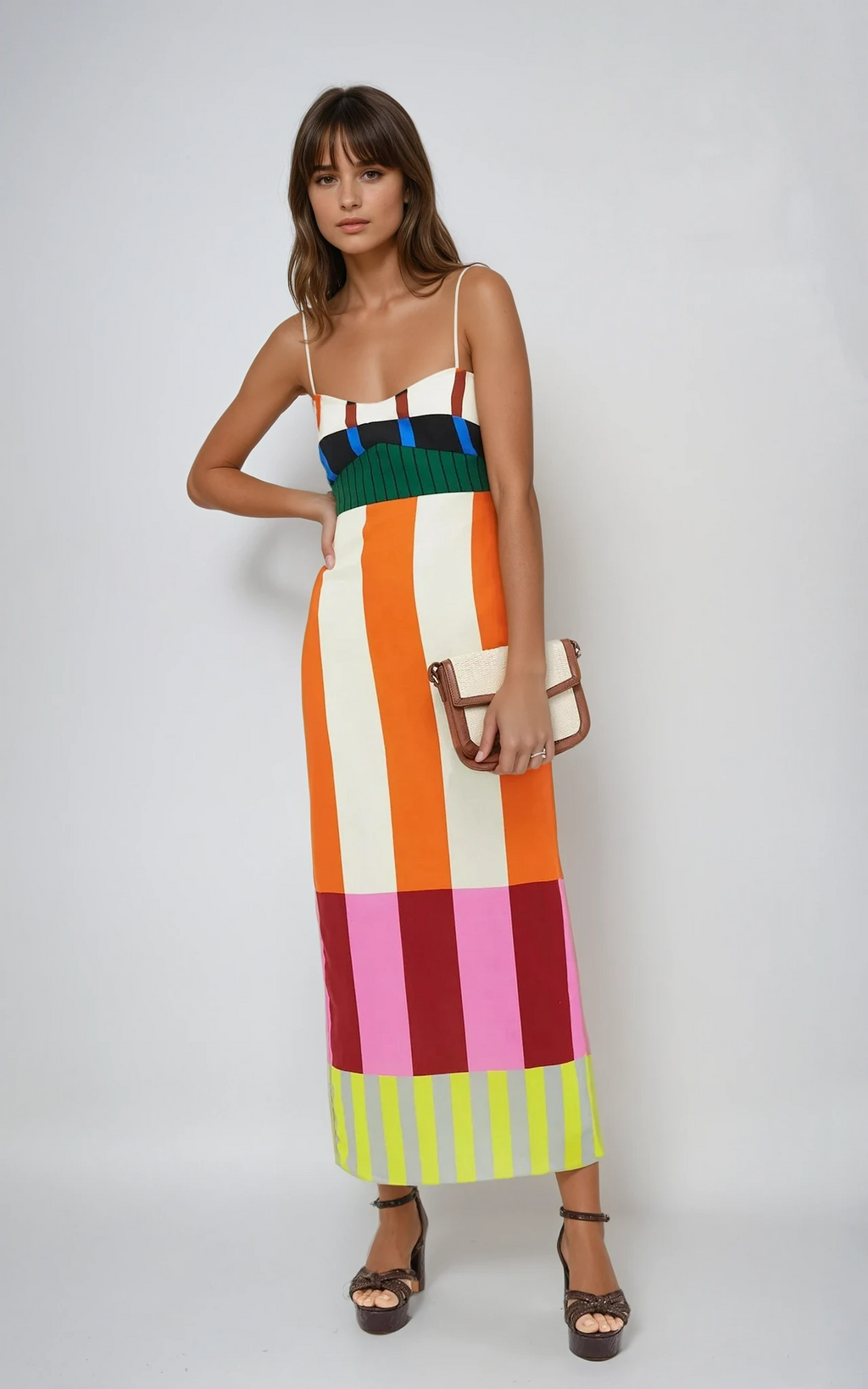Ashanti | Women’s Sleeveless Vertical Stripe Maxi Dress
