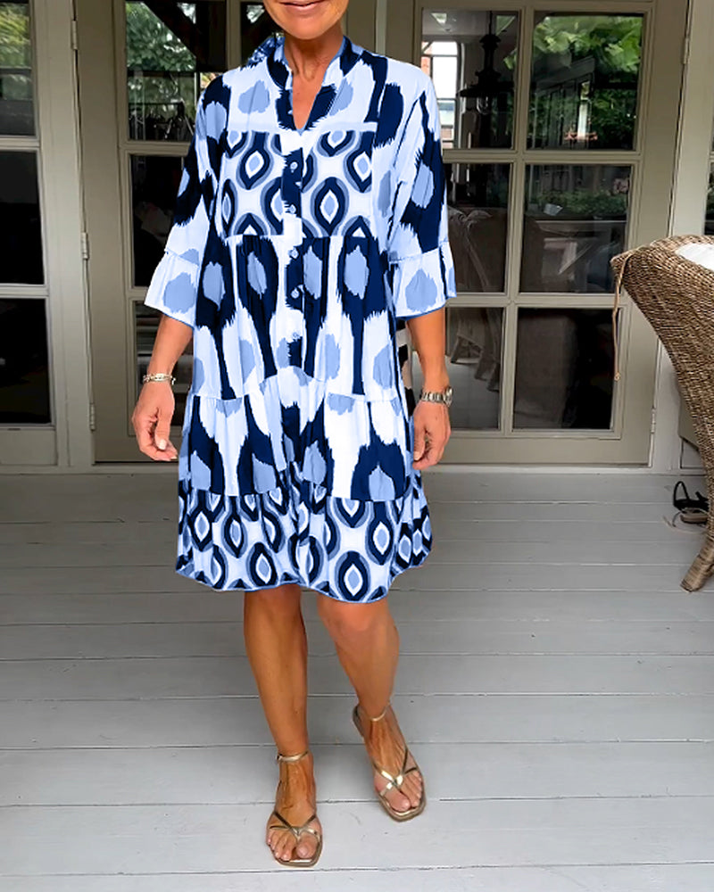Ashleigh | Women’s Short Sleeve V Neck Button Mini Dress