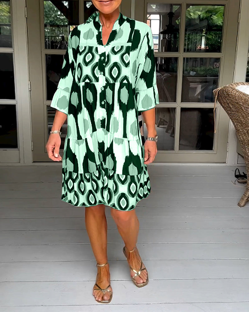Ashleigh | Women’s Short Sleeve V Neck Button Mini Dress