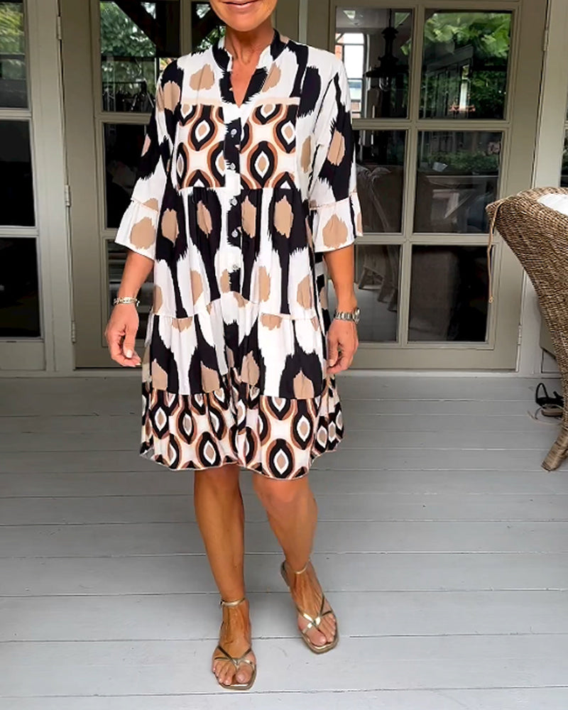 Ashleigh | Women’s Short Sleeve V Neck Button Mini Dress