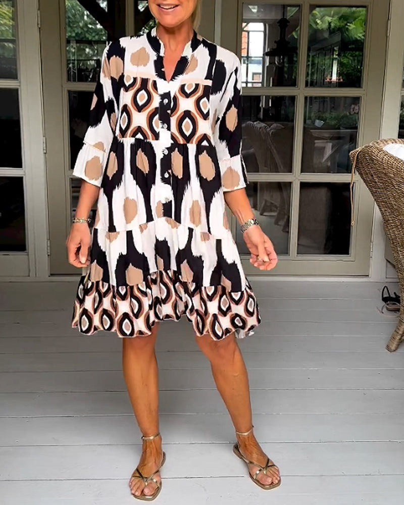 Ashleigh | Women’s Short Sleeve V Neck Button Mini Dress