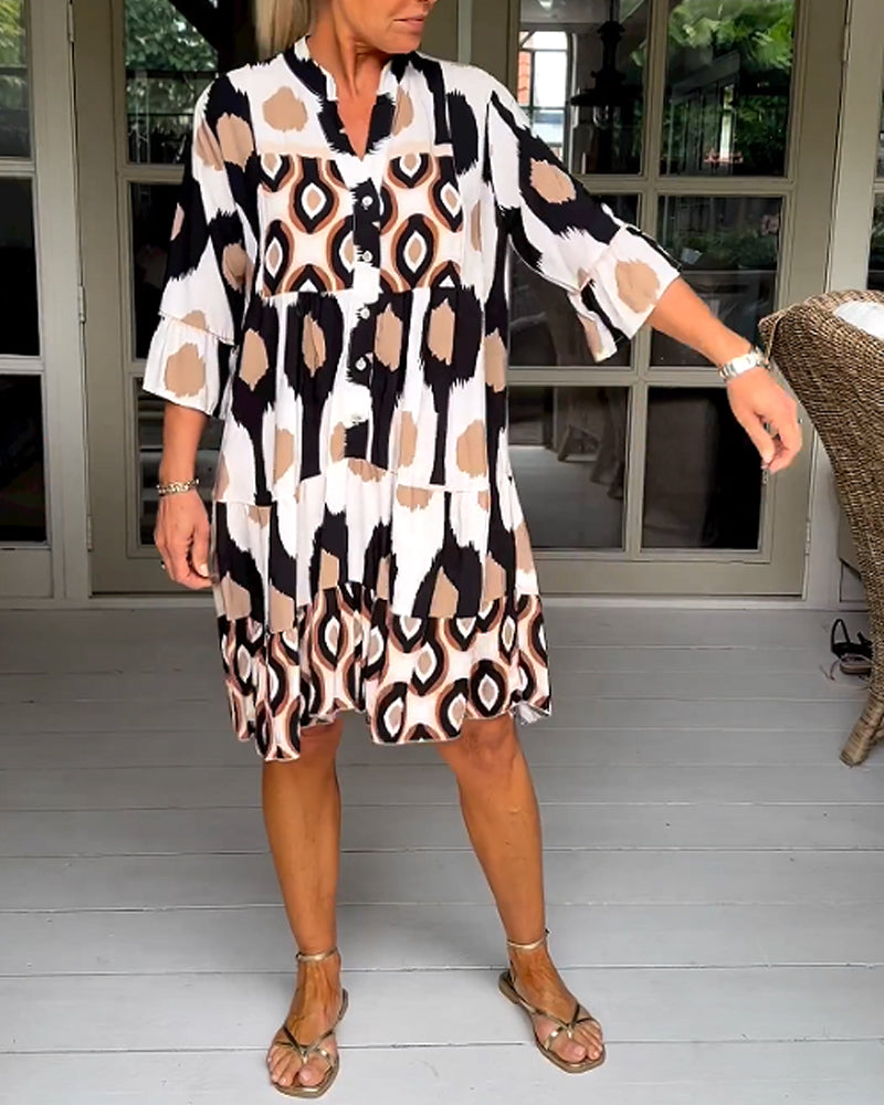 Ashleigh | Women’s Short Sleeve V Neck Button Mini Dress
