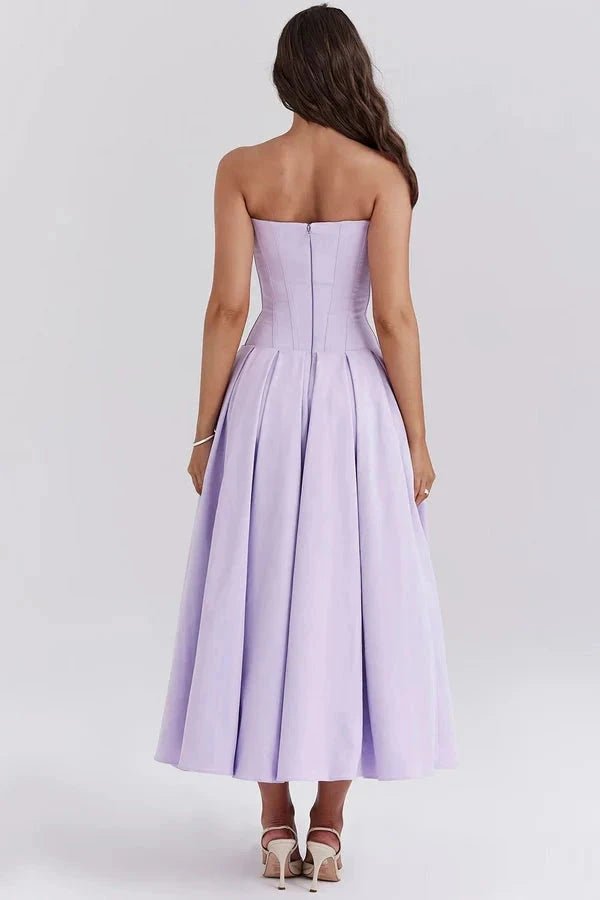 Ashley | Women’s Strapless Corset Style Midi Dress