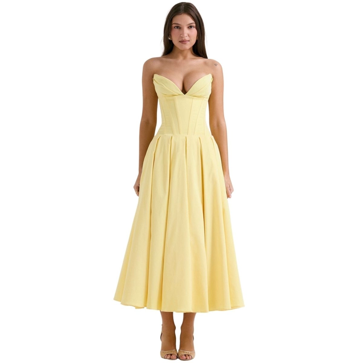 Ashley | Women’s Strapless Corset Style Midi Dress