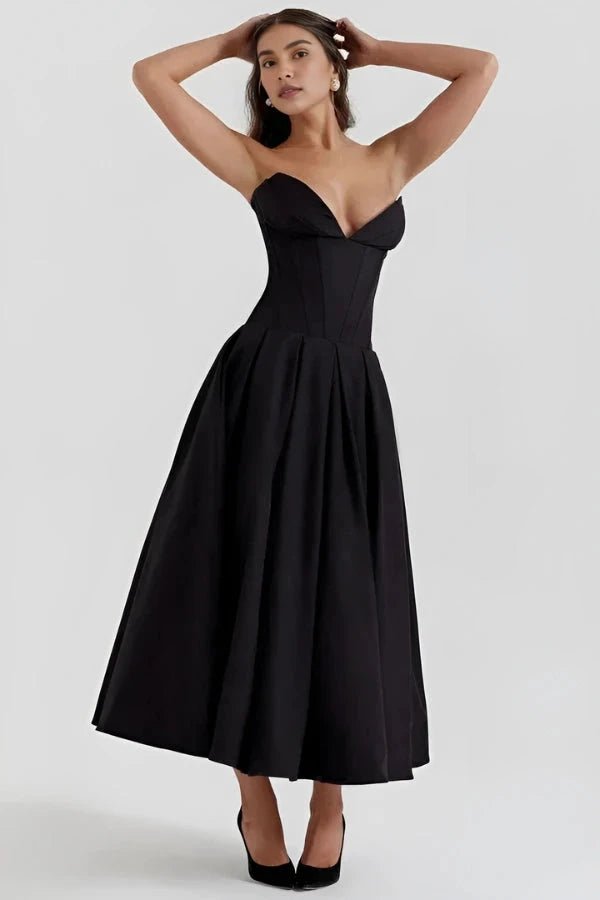 Ashley | Women’s Strapless Corset Style Midi Dress