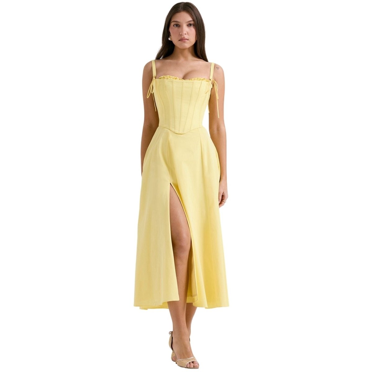 Ashley | Women’s Strapless Corset Style Midi Dress