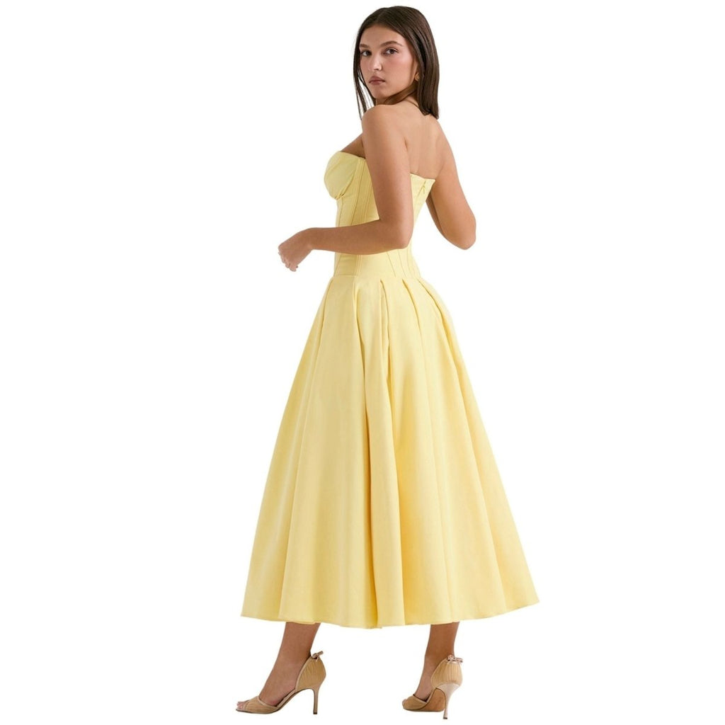 Ashley | Women’s Strapless Corset Style Midi Dress