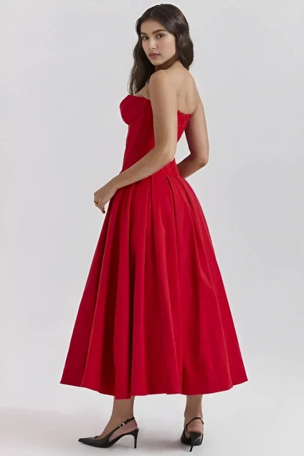 Ashley | Women’s Strapless Corset Style Midi Dress