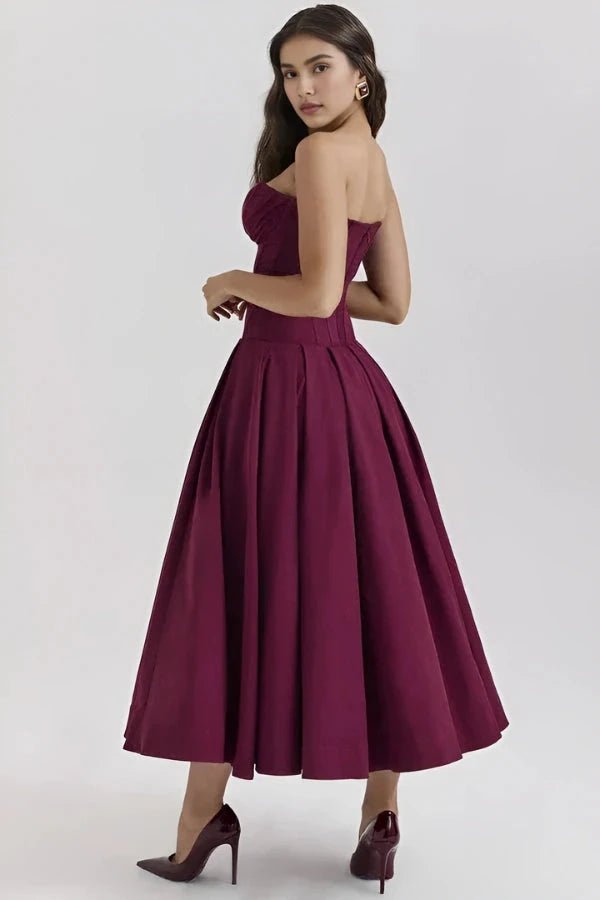 Ashley | Women’s Strapless Corset Style Midi Dress