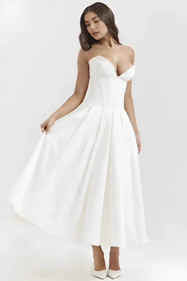 Ashley | Women’s Strapless Corset Style Midi Dress