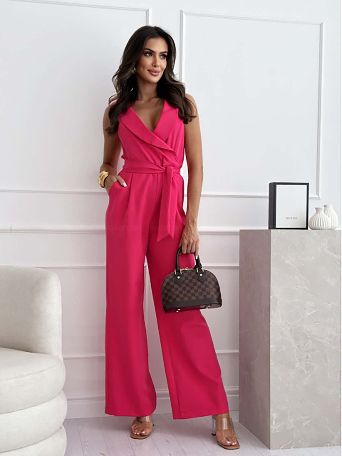 Ashlyn | Women’s Sleeveless V Neck Wide Leg Jumpsuit