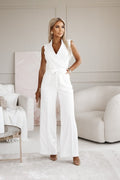 Ashlyn | Women’s Sleeveless V Neck Wide Leg Jumpsuit