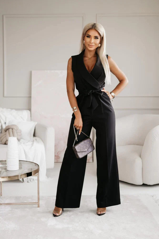 Ashlyn | Women’s Sleeveless V Neck Wide Leg Jumpsuit