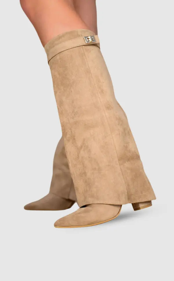 Asia | Women’s Pointed Toe Knee High Block Heel Boots