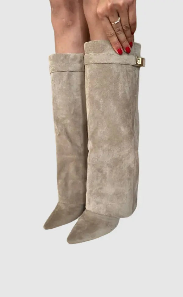 Asia | Women’s Pointed Toe Knee High Block Heel Boots