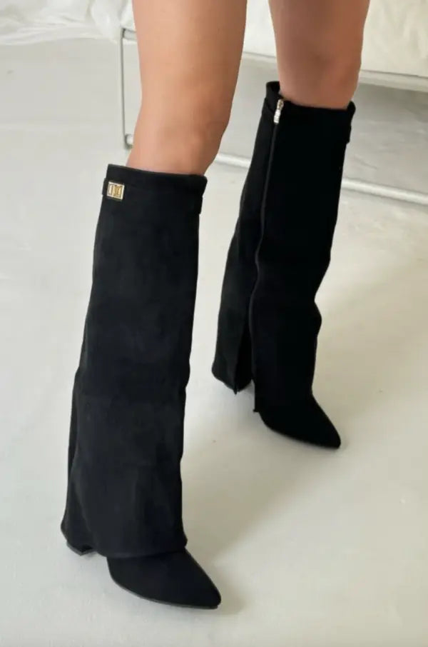 Asia | Women’s Pointed Toe Knee High Block Heel Boots