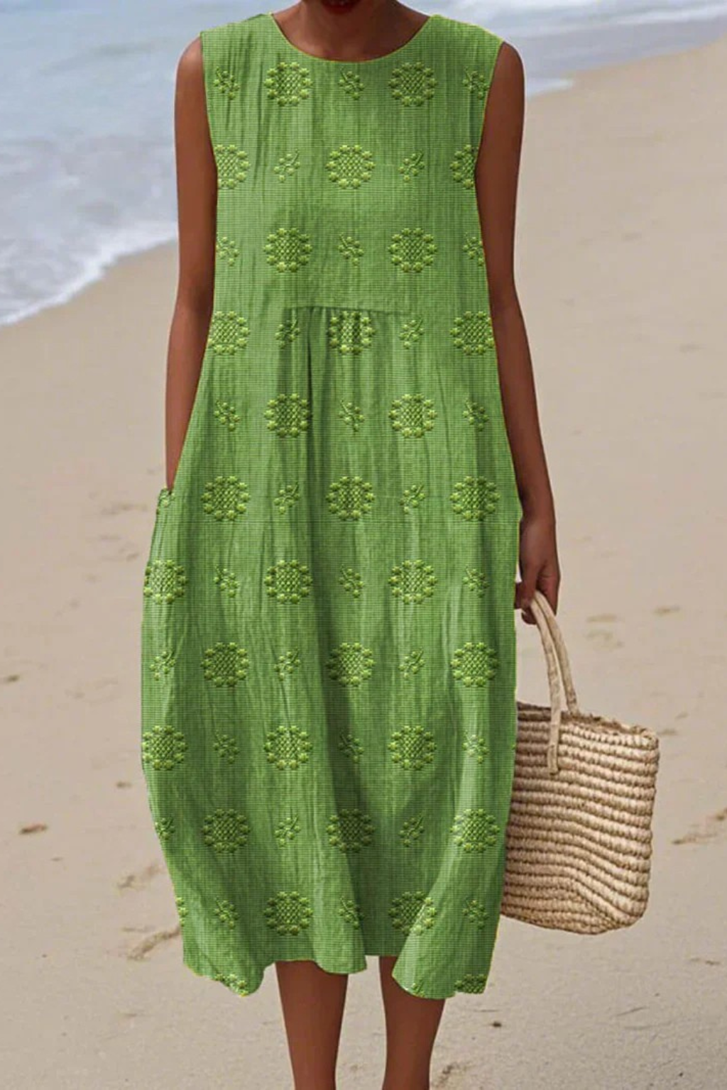Audrey | Women’s Sleeveless Round Neck Flowy Midi Dress
