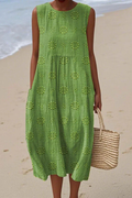Audrey | Women’s Sleeveless Round Neck Flowy Midi Dress