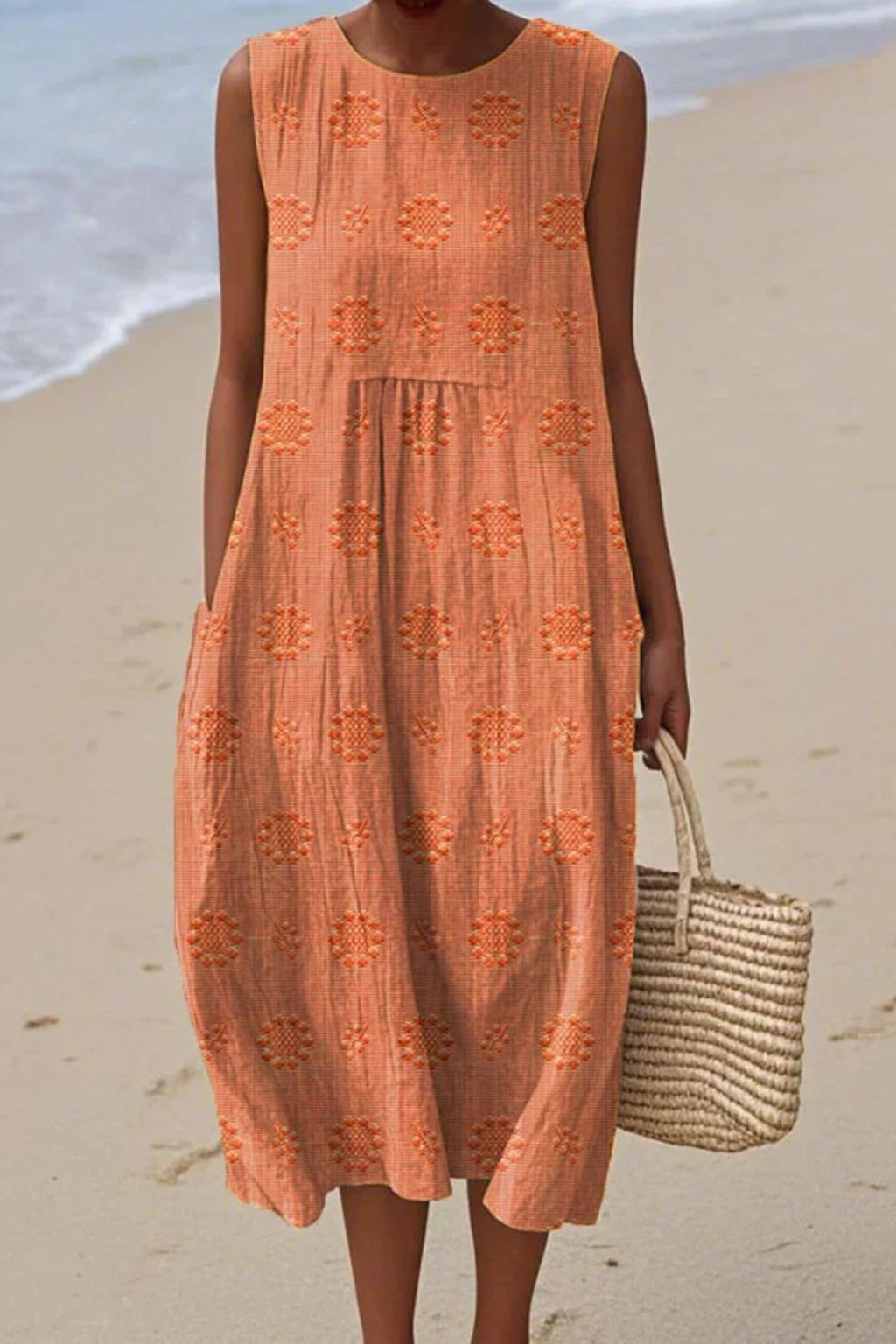 Audrey | Women’s Sleeveless Round Neck Flowy Midi Dress