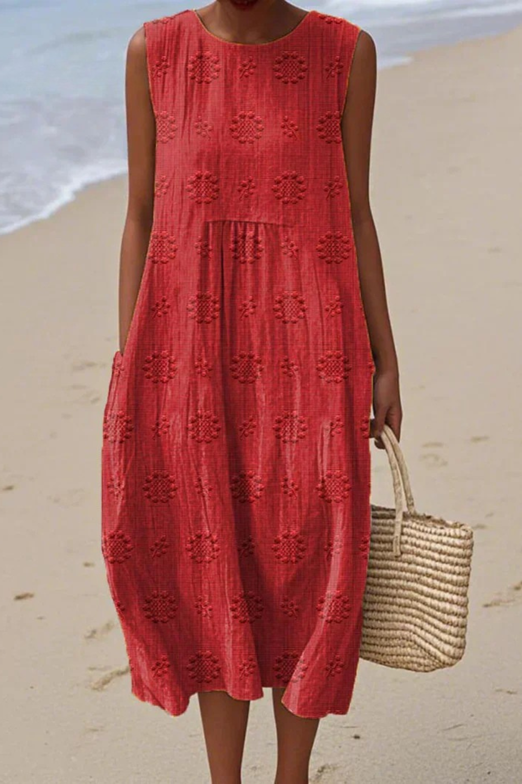 Audrey | Women’s Sleeveless Round Neck Flowy Midi Dress