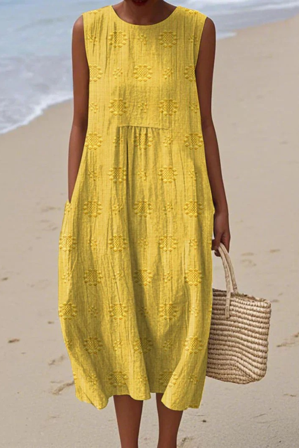 Audrey | Women’s Sleeveless Round Neck Flowy Midi Dress